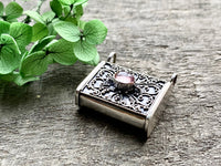 Rose Quartz Affirmation Prayer Box Locket 925 Silver Handmade Pendant - Crystal Healing Meditation