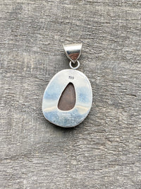 Blue Opal Birthstone of October 925 Silver Handmade Pendant - Crystal Healing Meditation