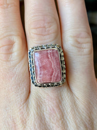 Rhodochrosite 925 Sterling Silver Handmade Rings - Crystal Healing Meditation