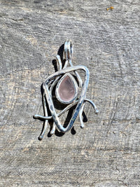 Rose Quartz 925 Silver Handmade Pendant - Crystal Healing Meditation