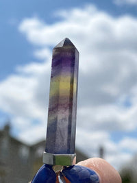 Rainbow Fluorite Point 925 Silver Handmade Pendant - Crystal Healing Meditation