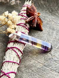 Rainbow Fluorite Point 925 Silver Handmade Pendant - Crystal Healing Meditation