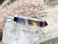 Rainbow Fluorite Point 925 Silver Handmade Pendant - Crystal Healing Meditation
