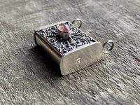 Rose Quartz Affirmation Prayer Box Locket 925 Silver Handmade Pendant - Crystal Healing Meditation