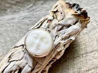 Hand Carved Goddess Moon Face (Tiny) 925 Silver Handmade Pendant - Crystal Healing Pendant