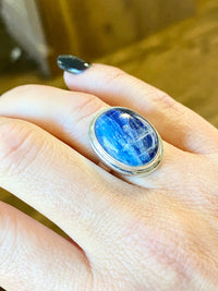 Blue Kyanite Polished 925 Silver Handmade Ring Size 6 1/2  - Crystal Healing Meditation