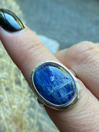 Blue Kyanite Polished 925 Silver Handmade Ring Size 6 1/2  - Crystal Healing Meditation