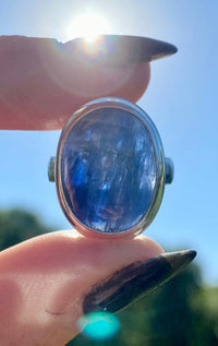 Blue Kyanite Polished 925 Silver Handmade Ring Size 6 1/2  - Crystal Healing Meditation