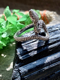 Textured Snake Wrap Band 925 Sterling Silver Handmade Rings - Crystal Healing Meditation