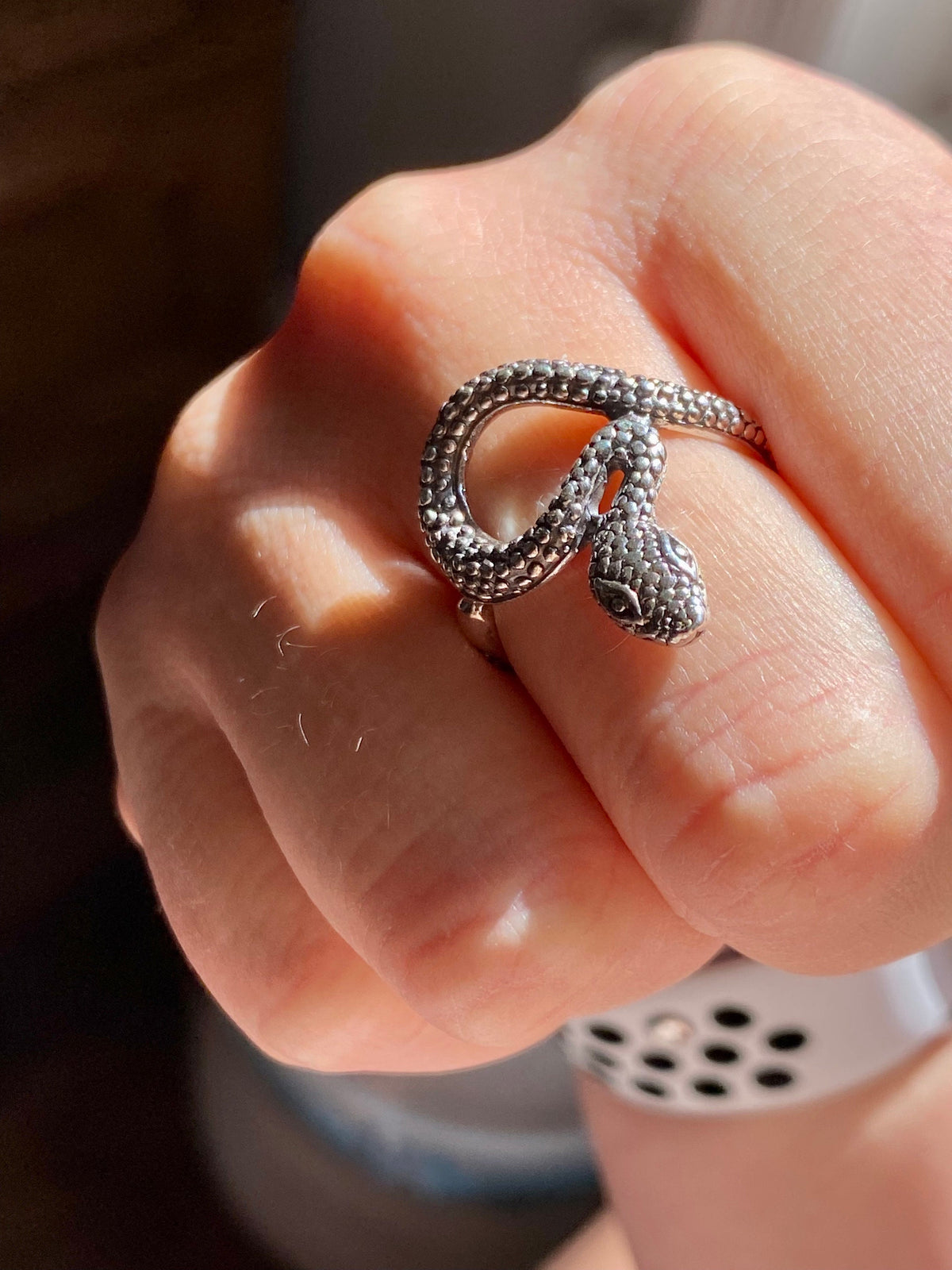 Textured Snake Wrap Band 925 Sterling Silver Handmade Rings - Crystal Healing Meditation