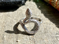 Textured Snake Wrap Band 925 Sterling Silver Handmade Rings - Crystal Healing Meditation