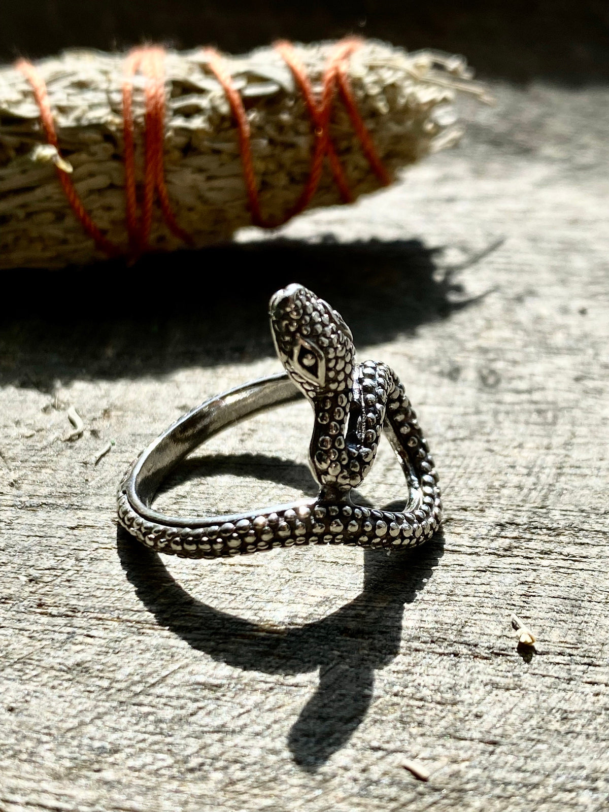Textured Snake Wrap Band 925 Sterling Silver Handmade Rings - Crystal Healing Meditation
