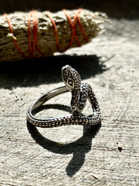Textured Snake Wrap Band 925 Sterling Silver Handmade Rings - Crystal Healing Meditation