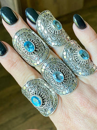 Stunning Faceted Blue Topaz Filigree 925 Silver Handmade Ring - Crystal Healing Meditation