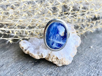 Blue Kyanite Polished 925 Silver Handmade Ring Size 6 1/2  - Crystal Healing Meditation