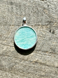 Amazonite Circle 925 Silver Handmade Pendant - Crystal Healing Meditation