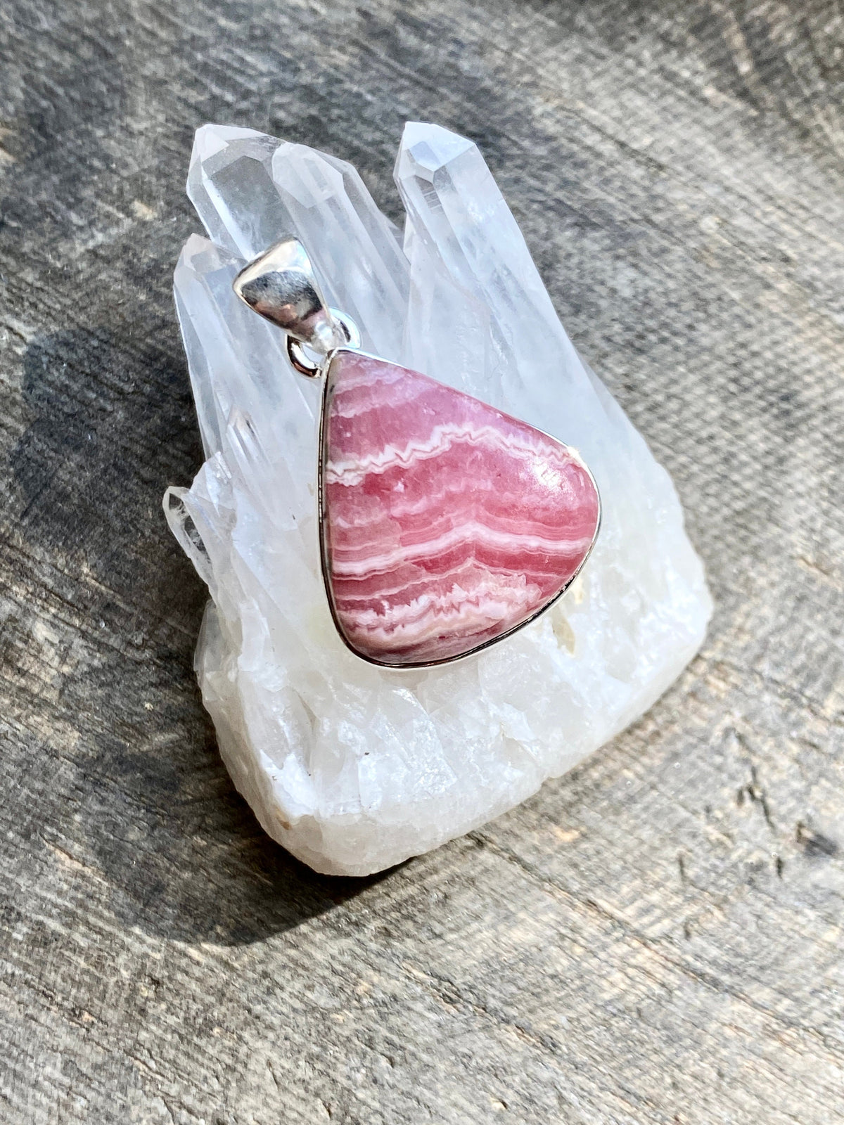 Rhodochrosite 925 Sterling Silver Pendant Handmade Sterling Silver Jewelry - Crystal Healing, Meditation