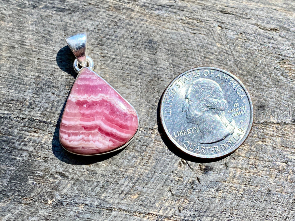 Rhodochrosite 925 Sterling Silver Pendant Handmade Sterling Silver Jewelry - Crystal Healing, Meditation