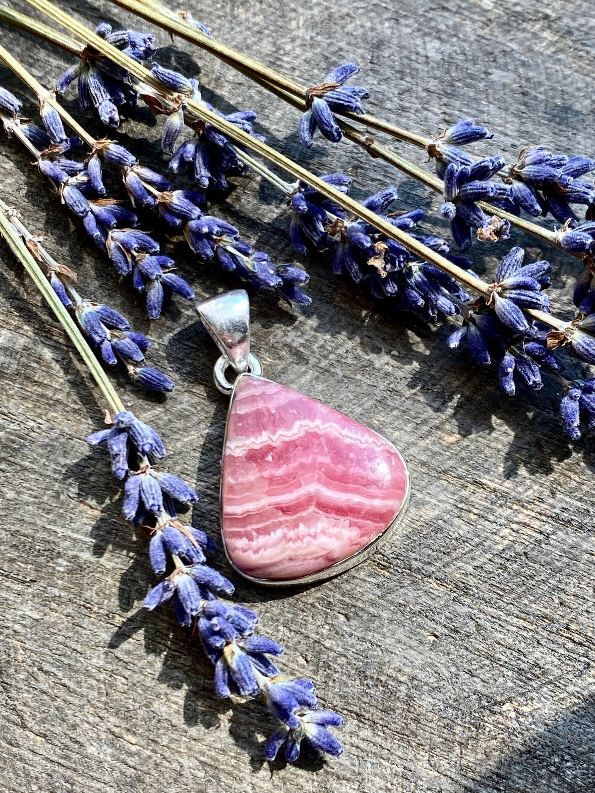 Rhodochrosite 925 Sterling Silver Pendant Handmade Sterling Silver Jewelry - Crystal Healing, Meditation