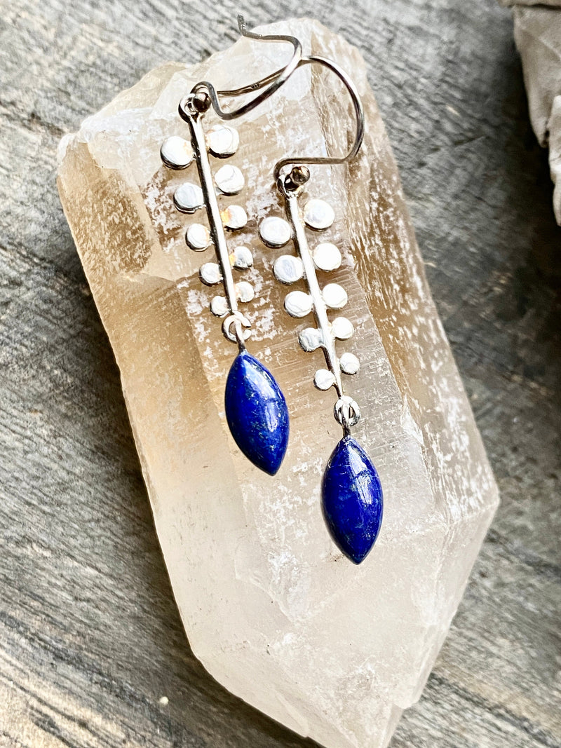 Lapis Lazuli 925 Silver Handmade Earrings - Crystal Healing Meditation