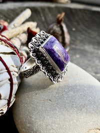 Sugilite "Stone of Forgiveness" 925 Silver Handmade Ring - Crystal Healing Meditation