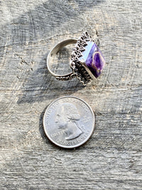 Sugilite "Stone of Forgiveness" 925 Silver Handmade Ring - Crystal Healing Meditation