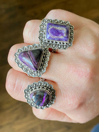 Sugilite "Stone of Forgiveness" 925 Silver Handmade Ring - Crystal Healing Meditation