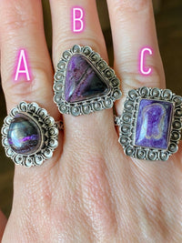 Sugilite "Stone of Forgiveness" 925 Silver Handmade Ring - Crystal Healing Meditation