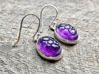 Carved Amethyst 925 Silver Handmade Earrings- Crystal Healing Meditation