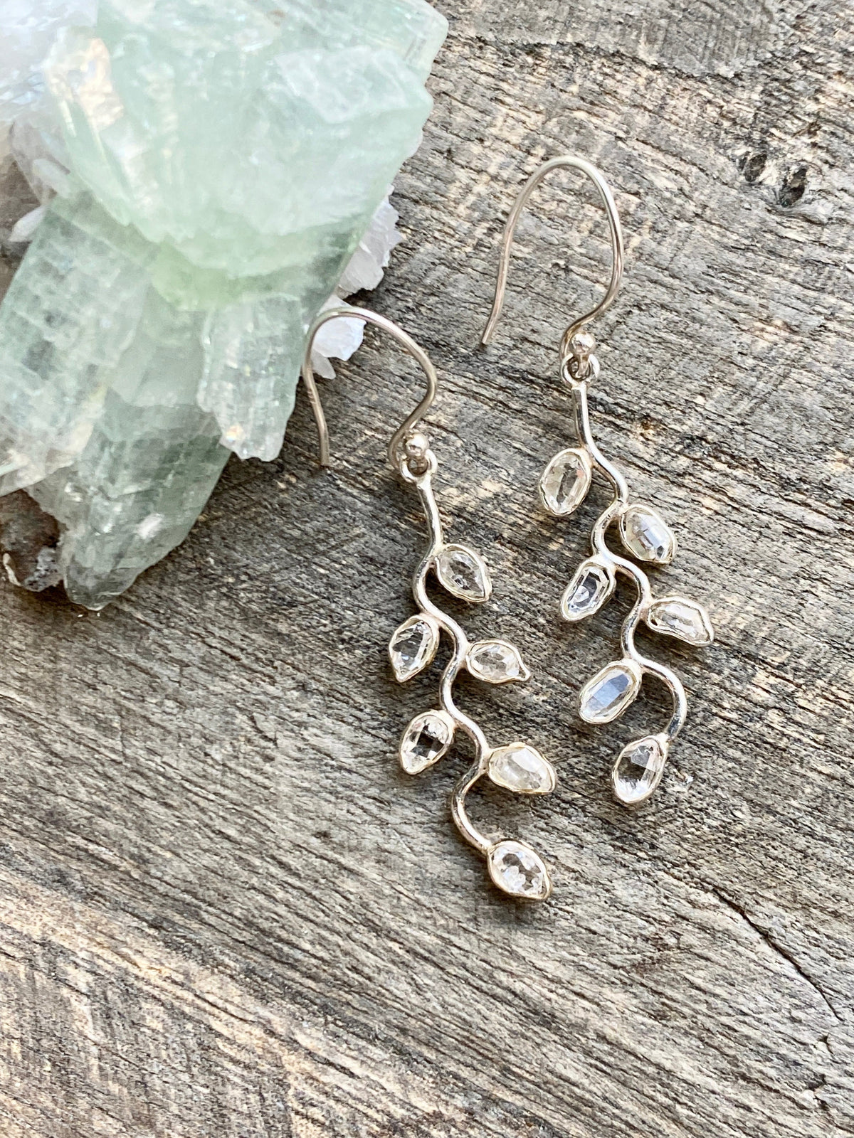 High Vibrational! Herkimer Diamond 925 Silver Handmade Earrings - Crystal Healing Meditation
