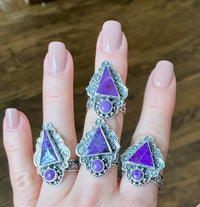 Sugilite Boho 925 Silver Handmade Rings - Crystal Healing Meditation