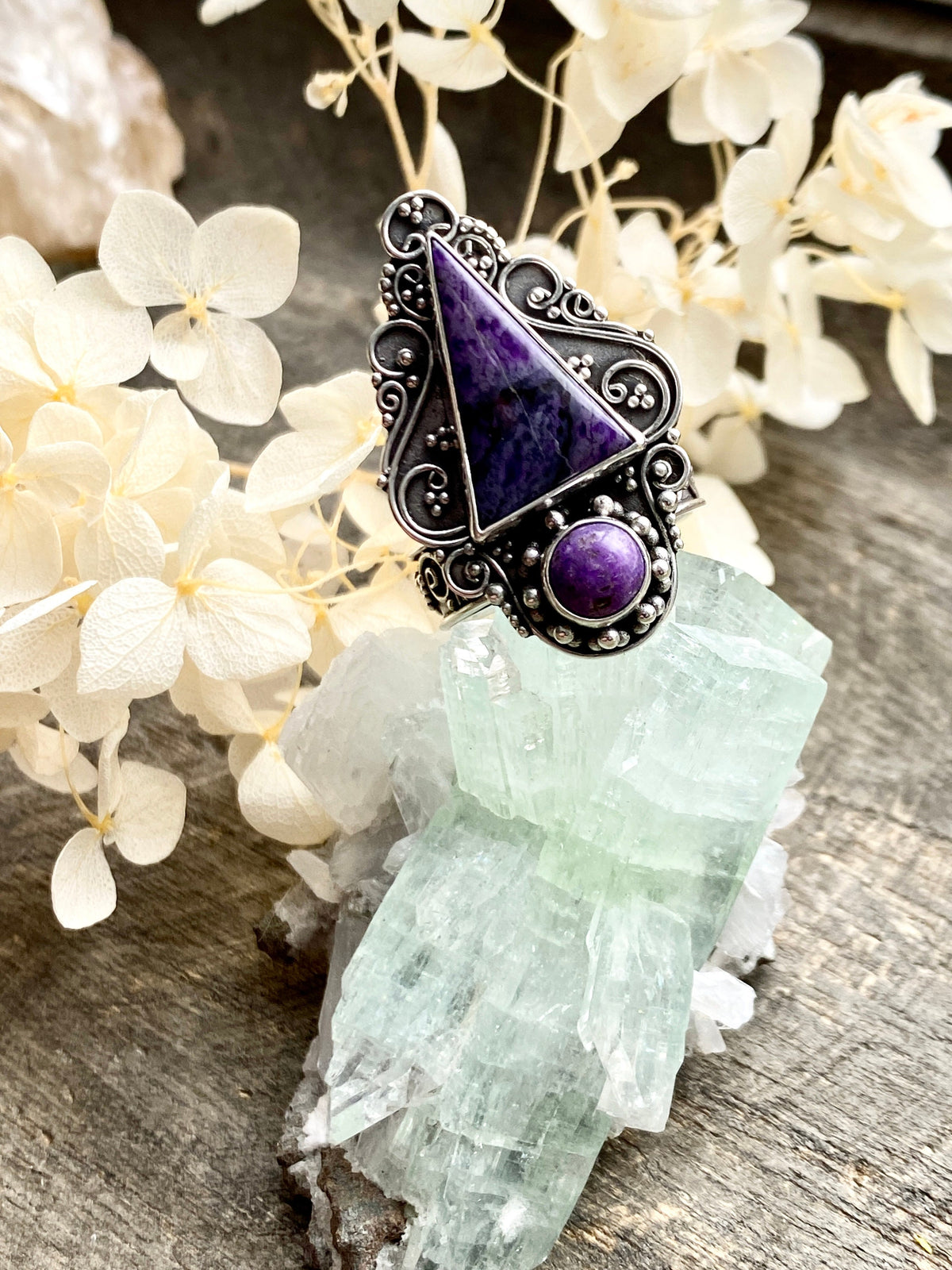 Sugilite Boho 925 Silver Handmade Rings - Crystal Healing Meditation