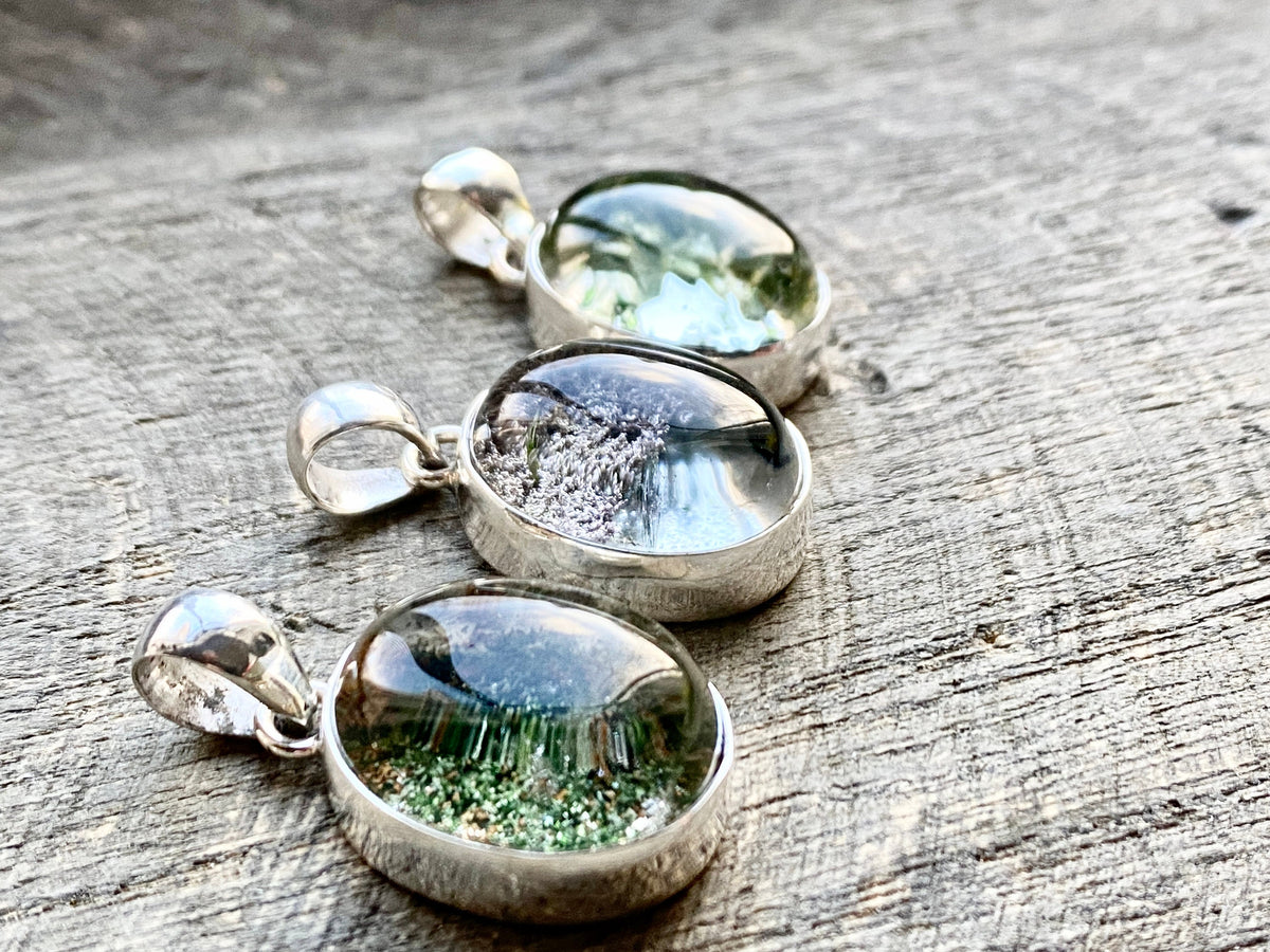 Lodolite Garden Quartz 925 Silver Handmade Pendant - Crystal, Healing Meditaion