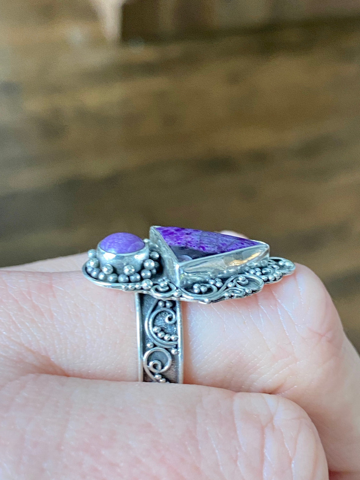 Sugilite Boho 925 Silver Handmade Rings - Crystal Healing Meditation