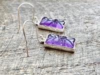 Carved Amethyst 925 Silver Handmade Earrings- Crystal Healing Meditation
