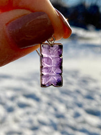 Carved Amethyst 925 Silver Handmade Earrings- Crystal Healing Meditation