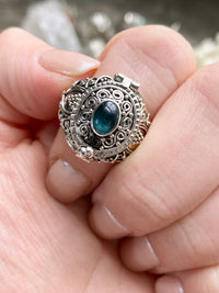Gemstone Locket Poison 925 Silver Handmade Ring - Crystal Healing Meditation
