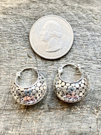 Boho Hinged Hoop Huggie 925 Silver Handmade Earring