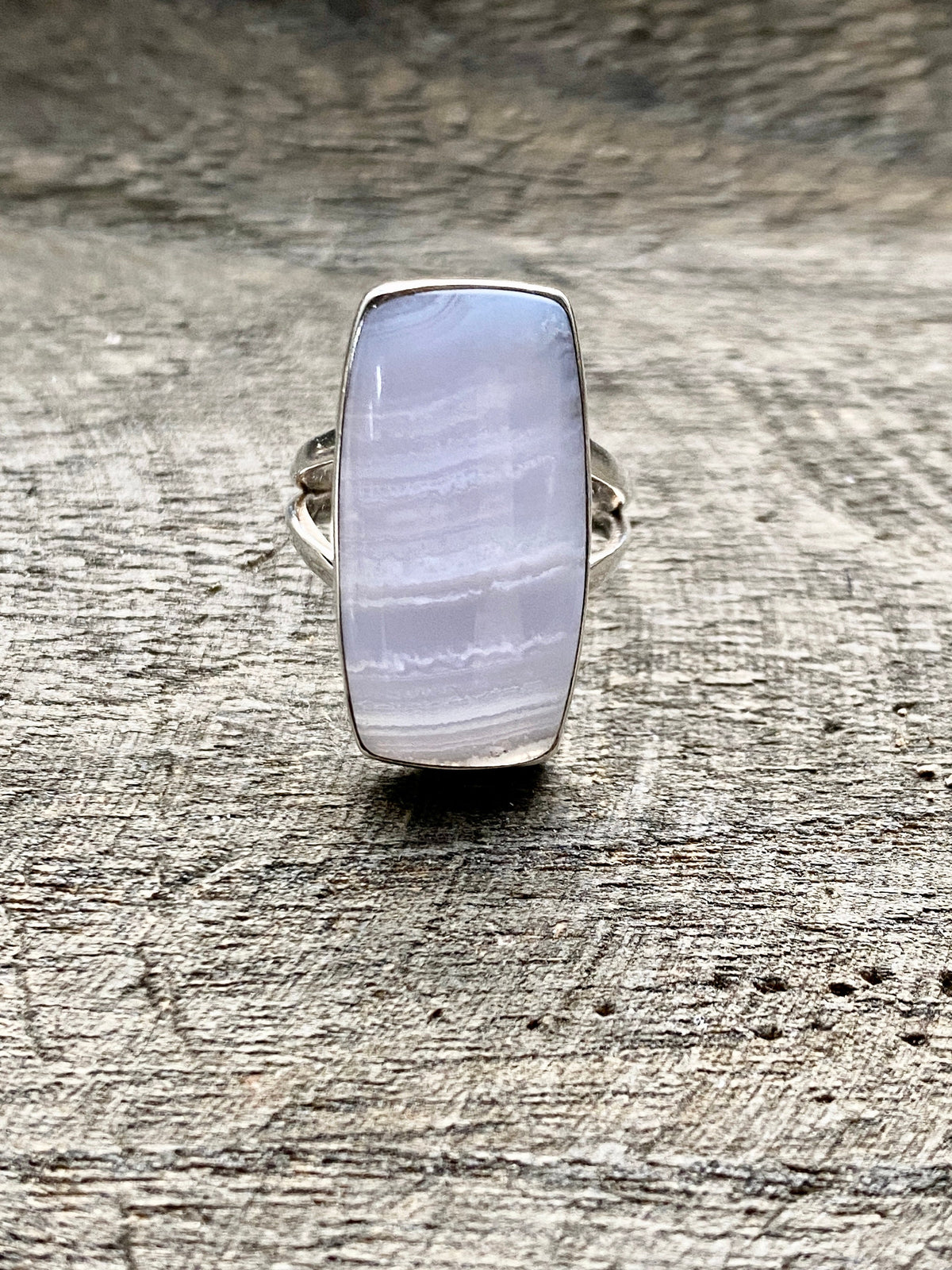 Blue Lace Agate 925 Silver Handmade Ring Size 6 1/2 - Crystal Healing Meditation