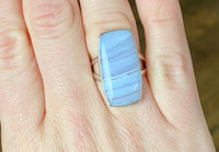 Blue Lace Agate 925 Silver Handmade Ring Size 6 1/2 - Crystal Healing Meditation