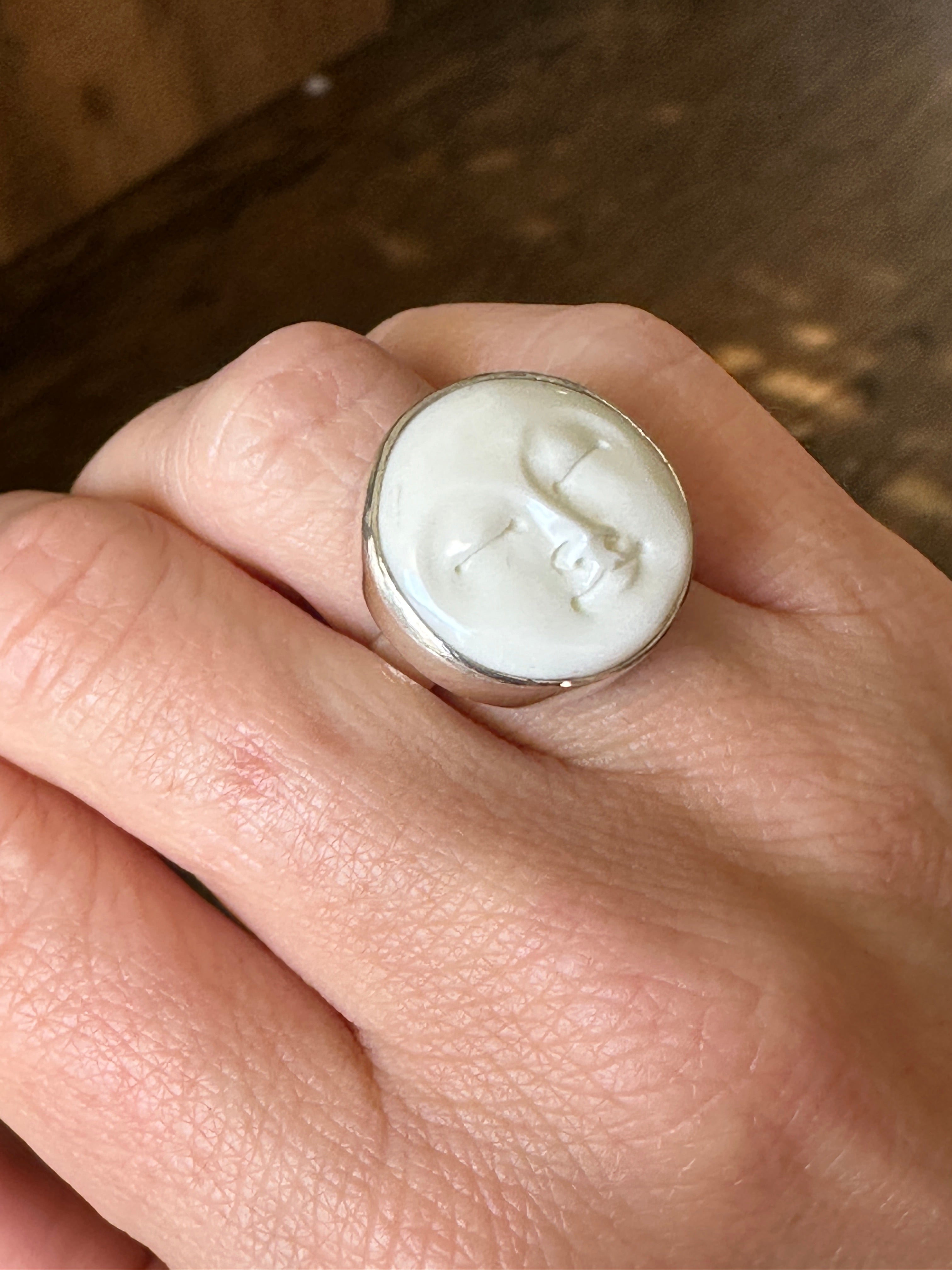 Moon Face 925 Silver Ring – Nature's Wisdom