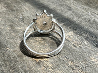 Enchanting Halo Moonstone Solid 925 Silver Ring - Boho-Inspired Beauty in Sterling Silver Setting