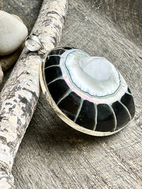 Nautilus Shaped Mother of Pearl with Black resin 925 Silver Pendant - Crystal Healing Pendant