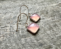 Sacred Harmony: Handmade 925 Silver Square Rose Quartz Earrings for Love and Balance