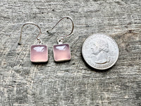 Sacred Harmony: Handmade 925 Silver Square Rose Quartz Earrings for Love and Balance