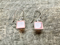 Sacred Harmony: Handmade 925 Silver Square Rose Quartz Earrings for Love and Balance