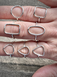 Silver Rings Geometric Rectangle  Sterling Silver Handmade Jewelry