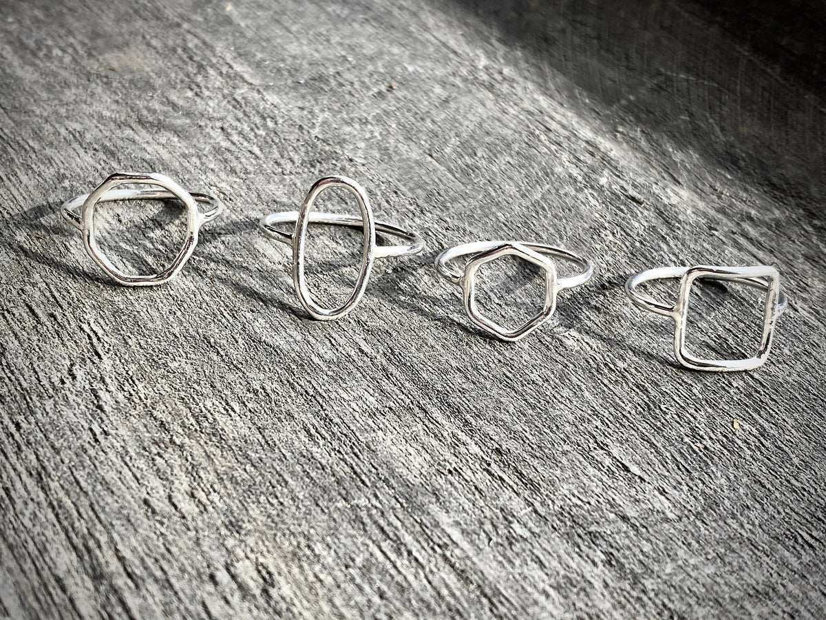 Silver Rings  Geometric  Oval   Sterling Silver Handmade Jewelry