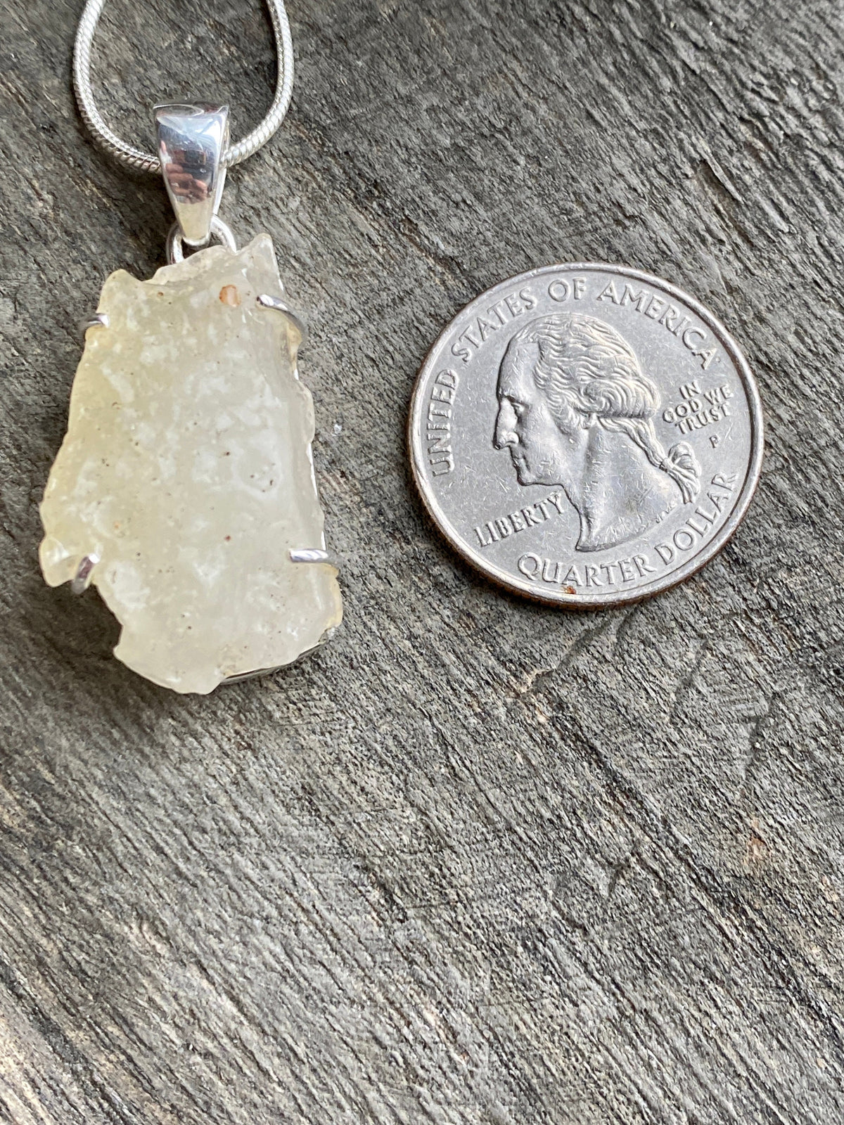 Rare Libyan Desert Glass Stone 925 Silver Handmade Pendant - Crystal Healing Meditation