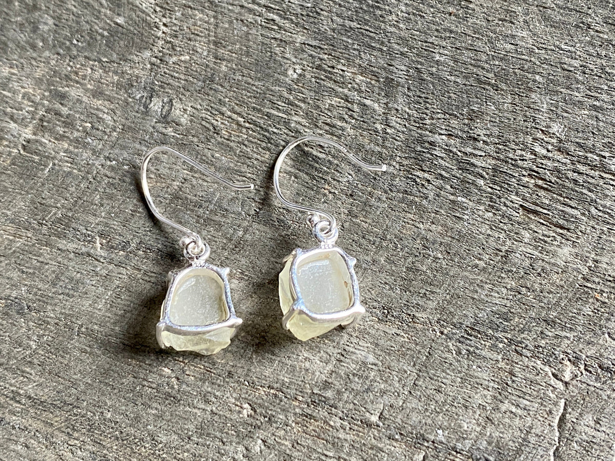 Rare Libyan Desert Glass 925 Silver Handmade Earrings - Crystal Healing Meditation